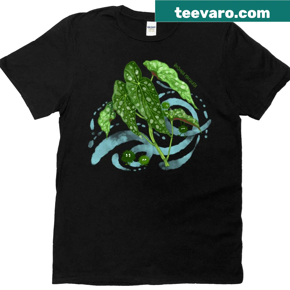 Illustration of Begonia Maculata leaves on T-shirt — on a men's t-shirt