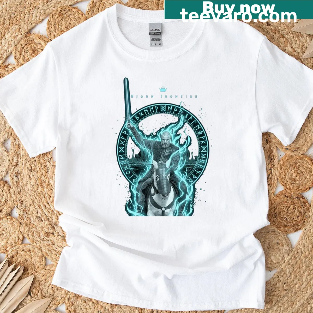 Norse warrior spirit t-shirt featuring Bjorn Ironside design — on a men's t-shirt