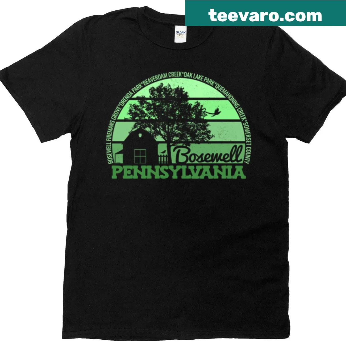 Vintage logo T-shirt featuring Bosewell Pennsylvania — on a men's t-shirt
