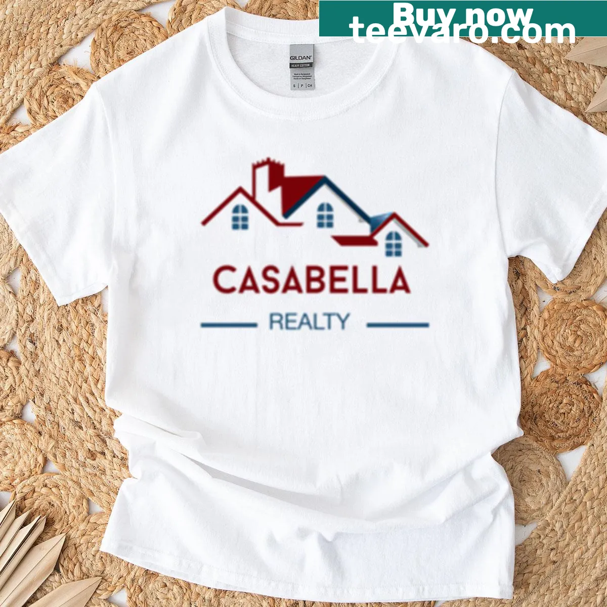 Minimalist t-shirt featuring Casabella logo design — on a men's t-shirt
