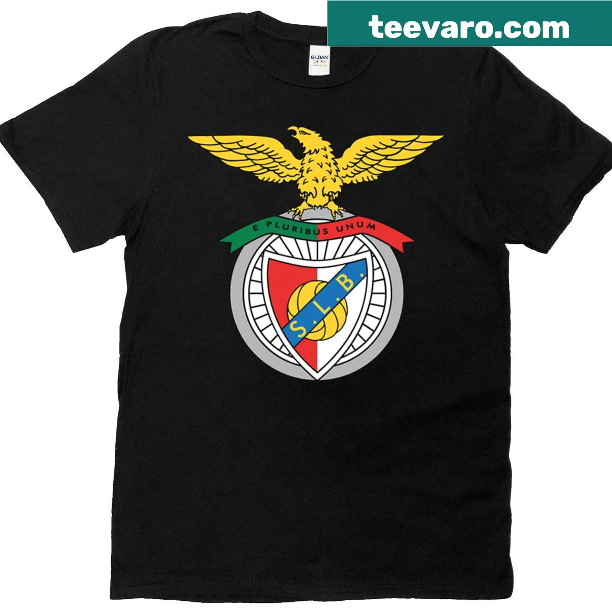 Cheers Benfica t-shirt featuring the Benfica logo and team colors — on a men's t-shirt