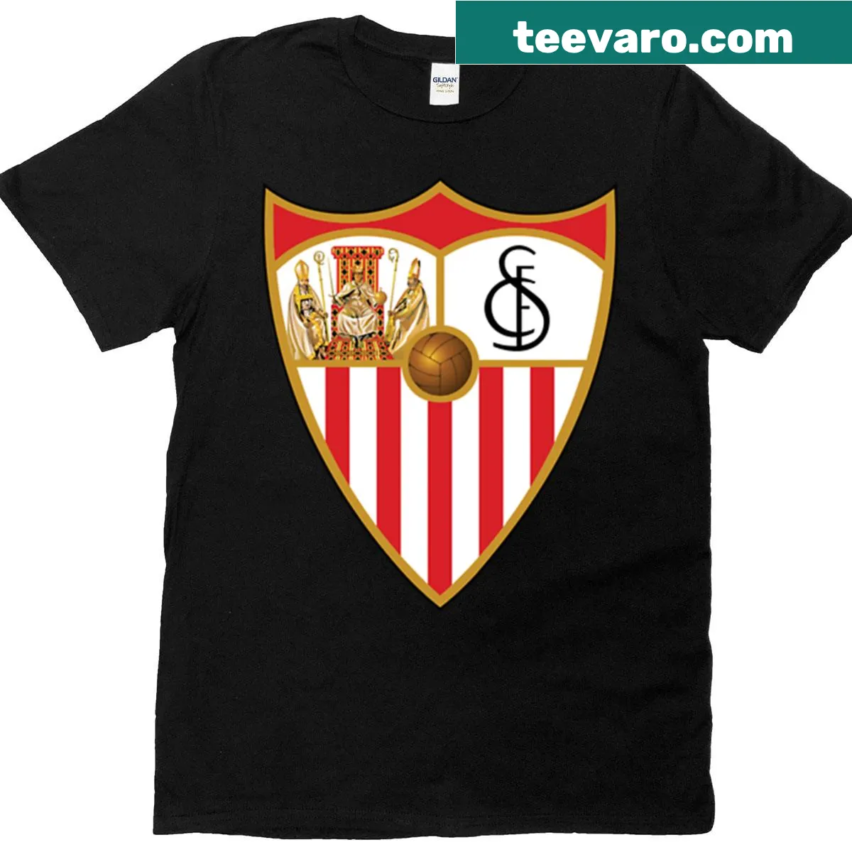 Celebratory design honoring Sevilla on a T-shirt — on a men's t-shirt
