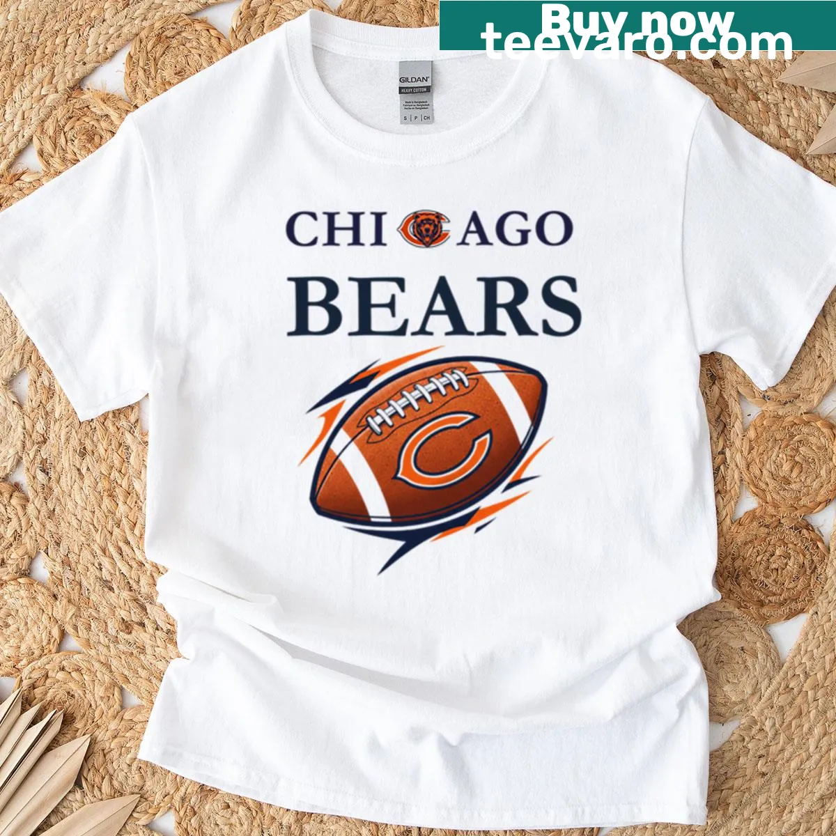 Chicago Bears oversized t-shirt with 'Bear Down' slogan — on a men's t-shirt