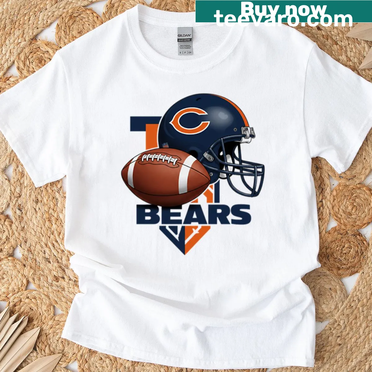 Chicago Bears T-shirt featuring dynamic team artwork — on a men's t-shirt