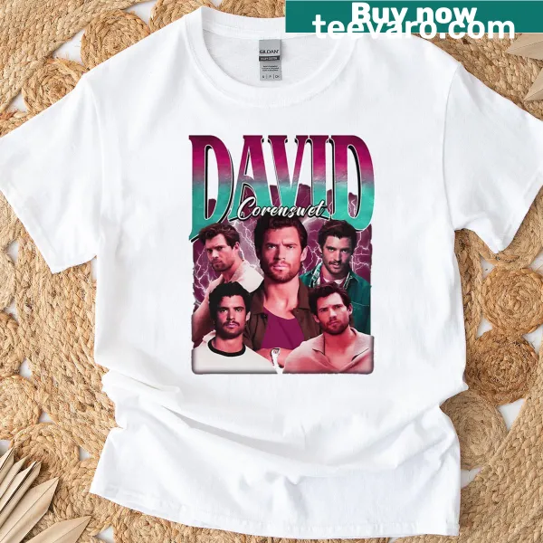 Minimalist contemporary T-shirt featuring David Corenswet