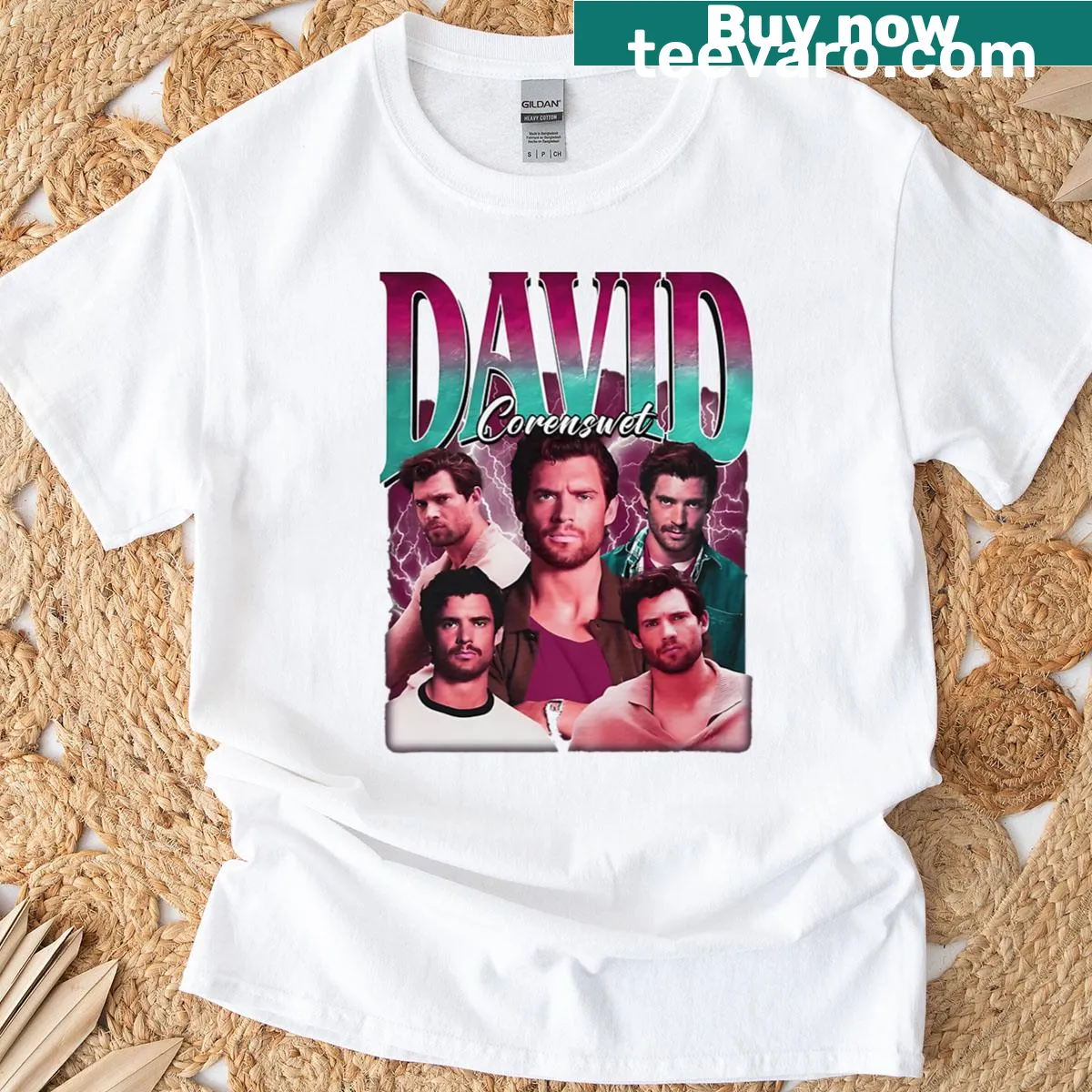 Minimalist contemporary T-shirt featuring David Corenswet — on a men's t-shirt