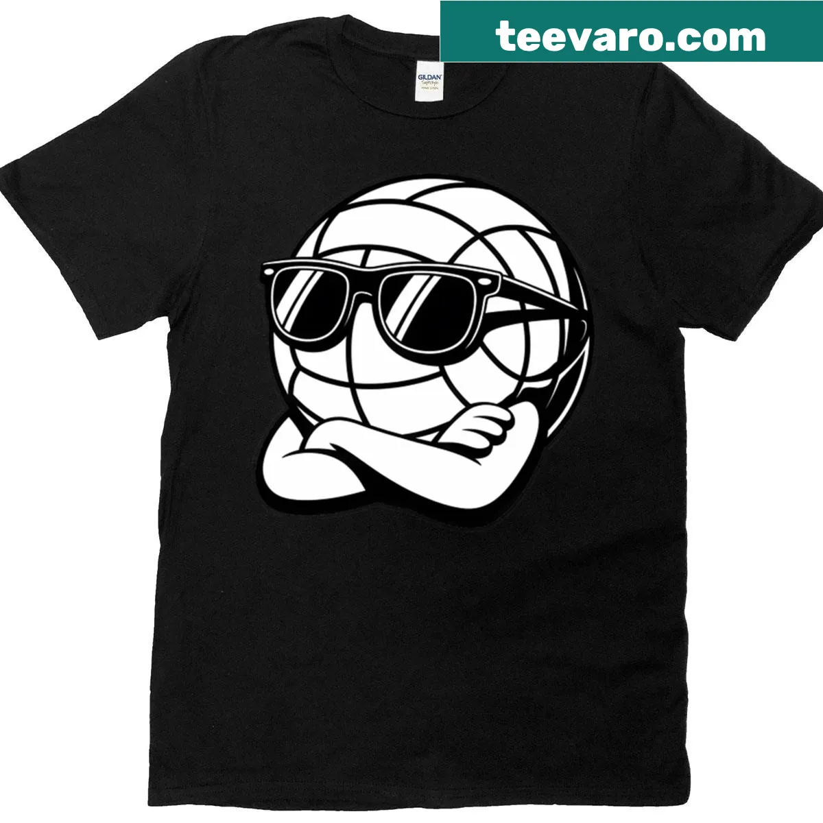 Volleyball logo t-shirt featuring a bold sports design — on a men's t-shirt