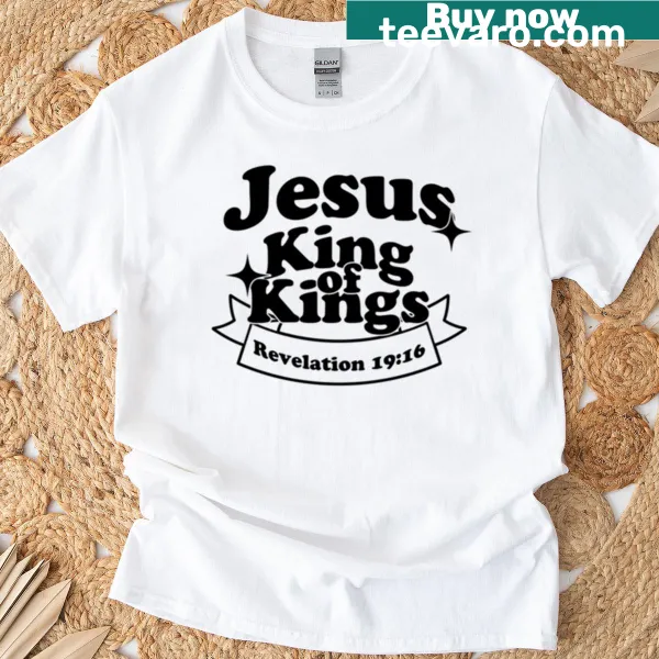 Black t-shirt with 'Jesus King of Kings' text design