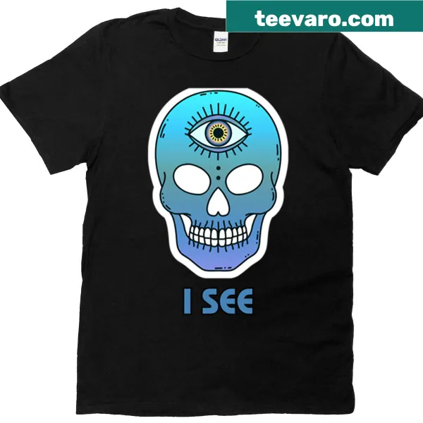 Illustrated skull with third eye graphic t-shirt