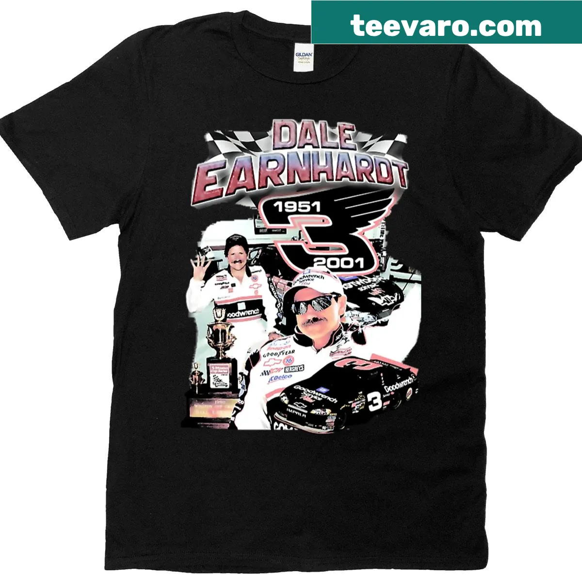Dale Earnhardt 1 T-shirt with bold typography honoring the racing legend — on a men's t-shirt