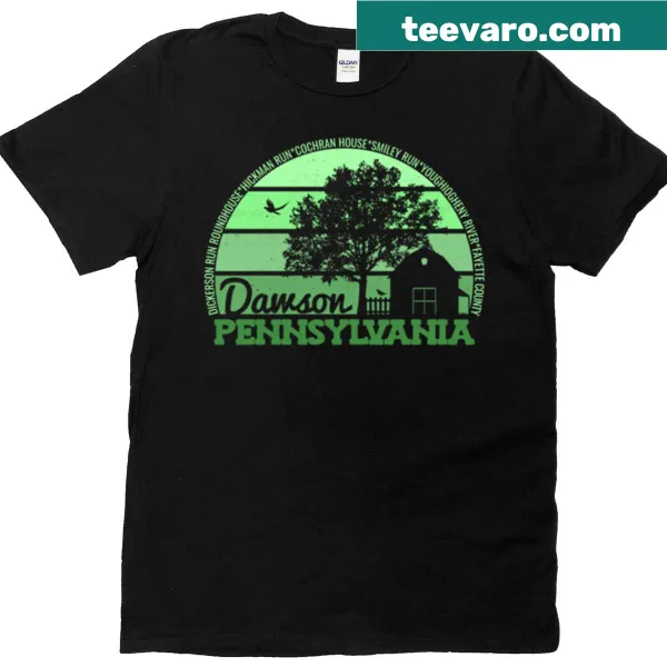Vintage Dawson Pennsylvania logo T-shirt with retro sunset design