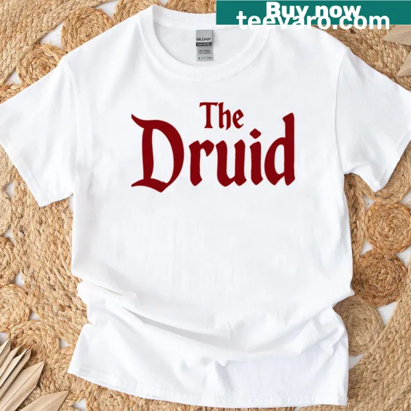 Druid-themed T-shirt with a red ink transparent design