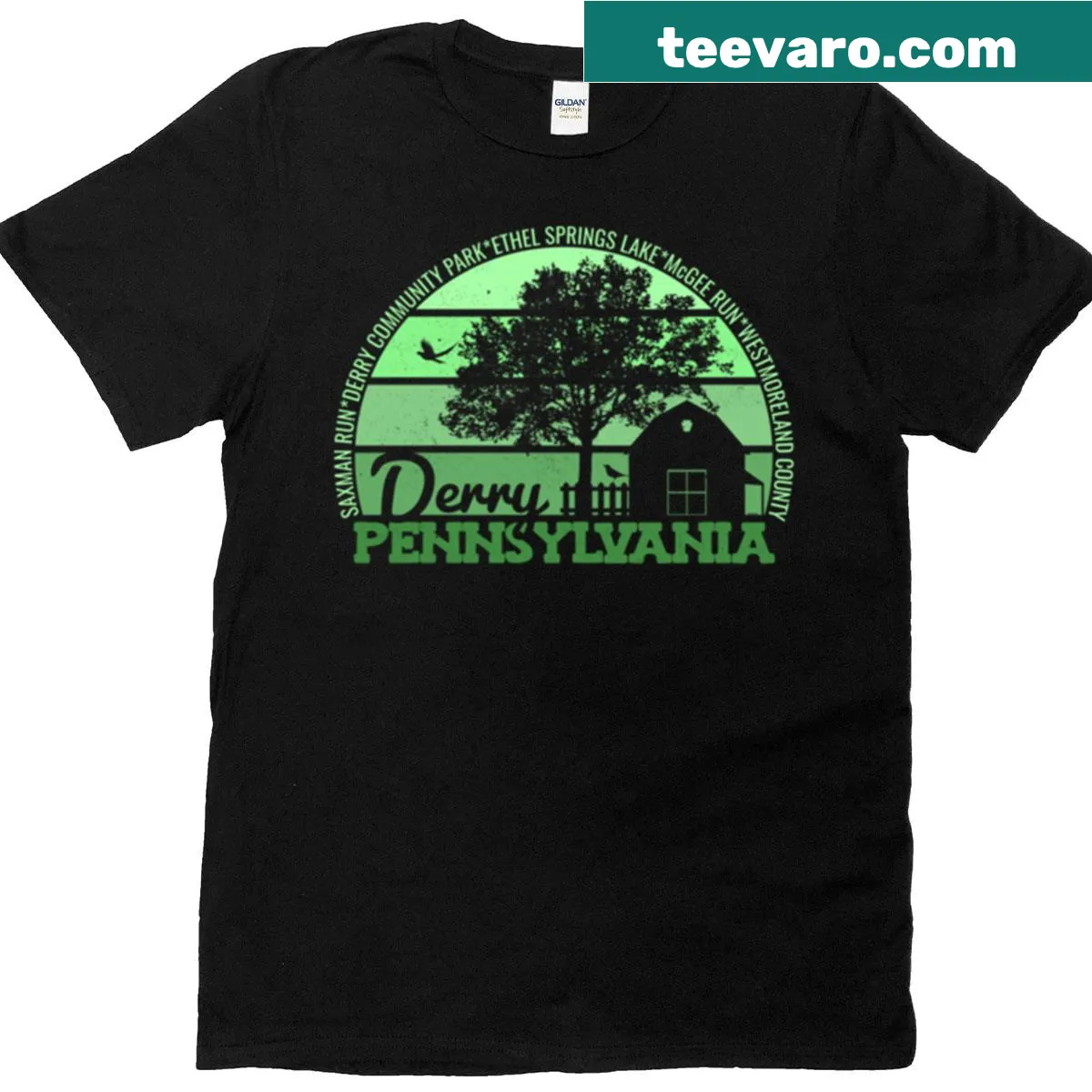 Retro vintage logo t-shirt celebrating Derry, Pennsylvania — on a men's t-shirt