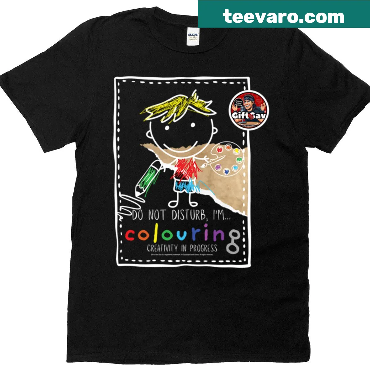 T-shirt with text 'Do Not Disturb I'm Colouring' for kids. — on a men's t-shirt