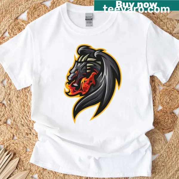 Oversized T-shirt featuring a bold illustration of a fire-breathing dragon.