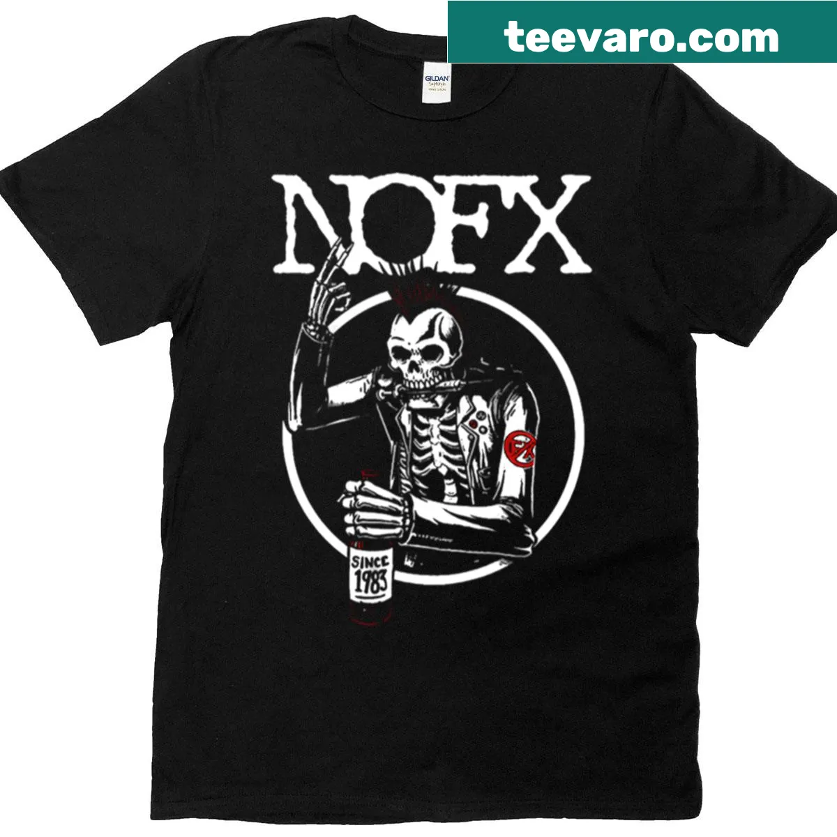 Edgy NOFX T-shirt with 'Drunk' text in bold typography — on a men's t-shirt