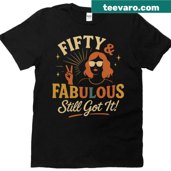 Vintage graphic T-shirt celebrating fifty years with a fun saying.
