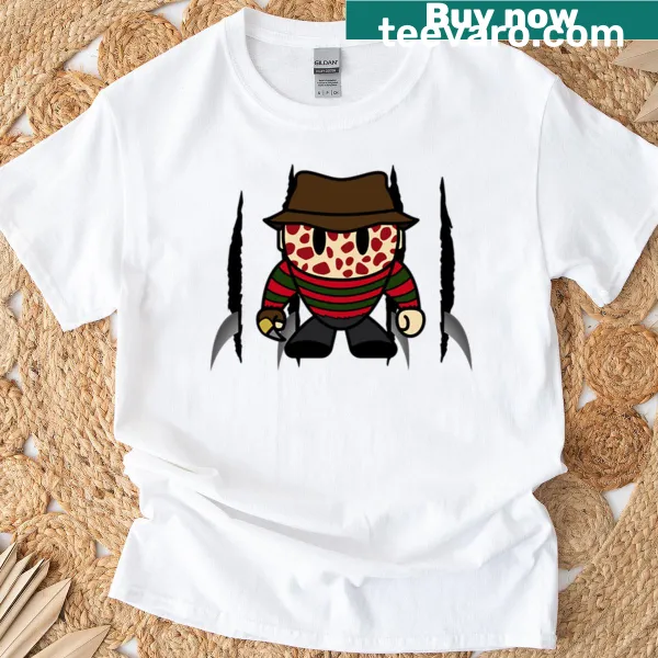 Illustration of Freddy Krueger with his hat and glove on a t-shirt