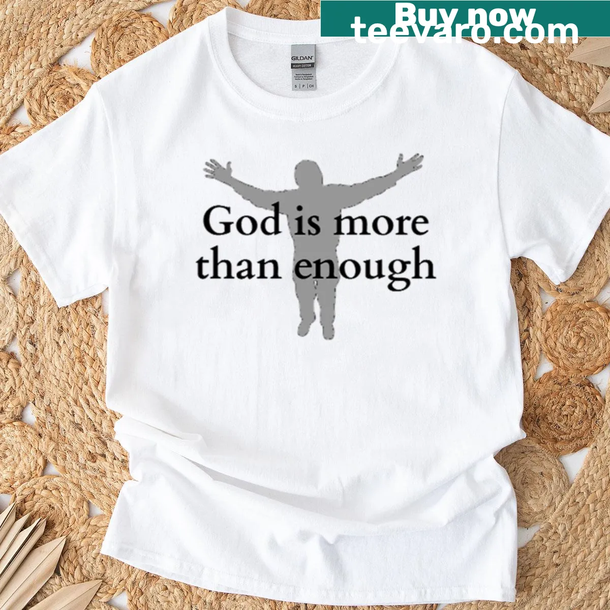 Inspirational tee featuring the phrase 'God Is More Than Enough' in bold letters. — on a men's t-shirt