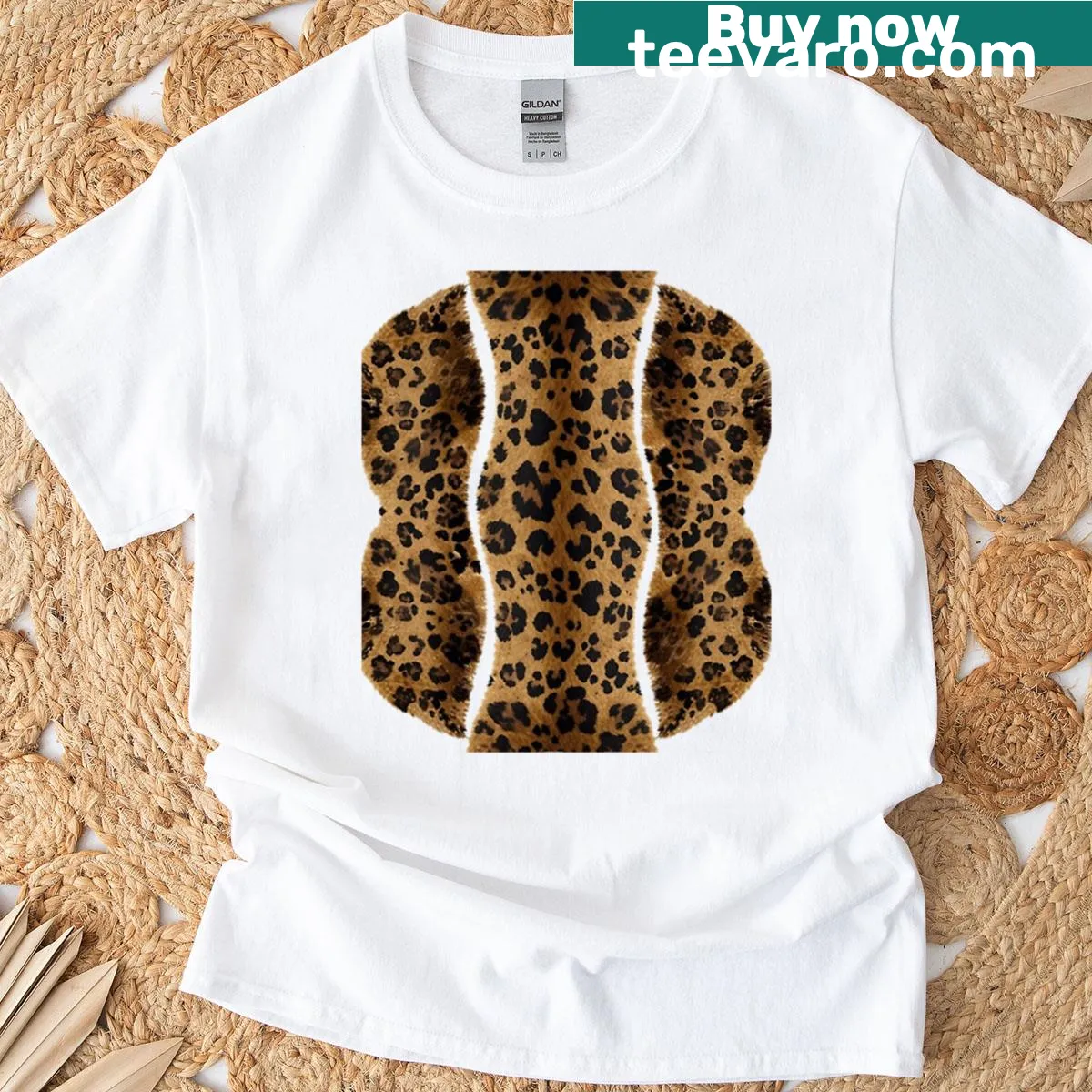 Graffiti-style leopard art printed on a T-shirt — on a men's t-shirt