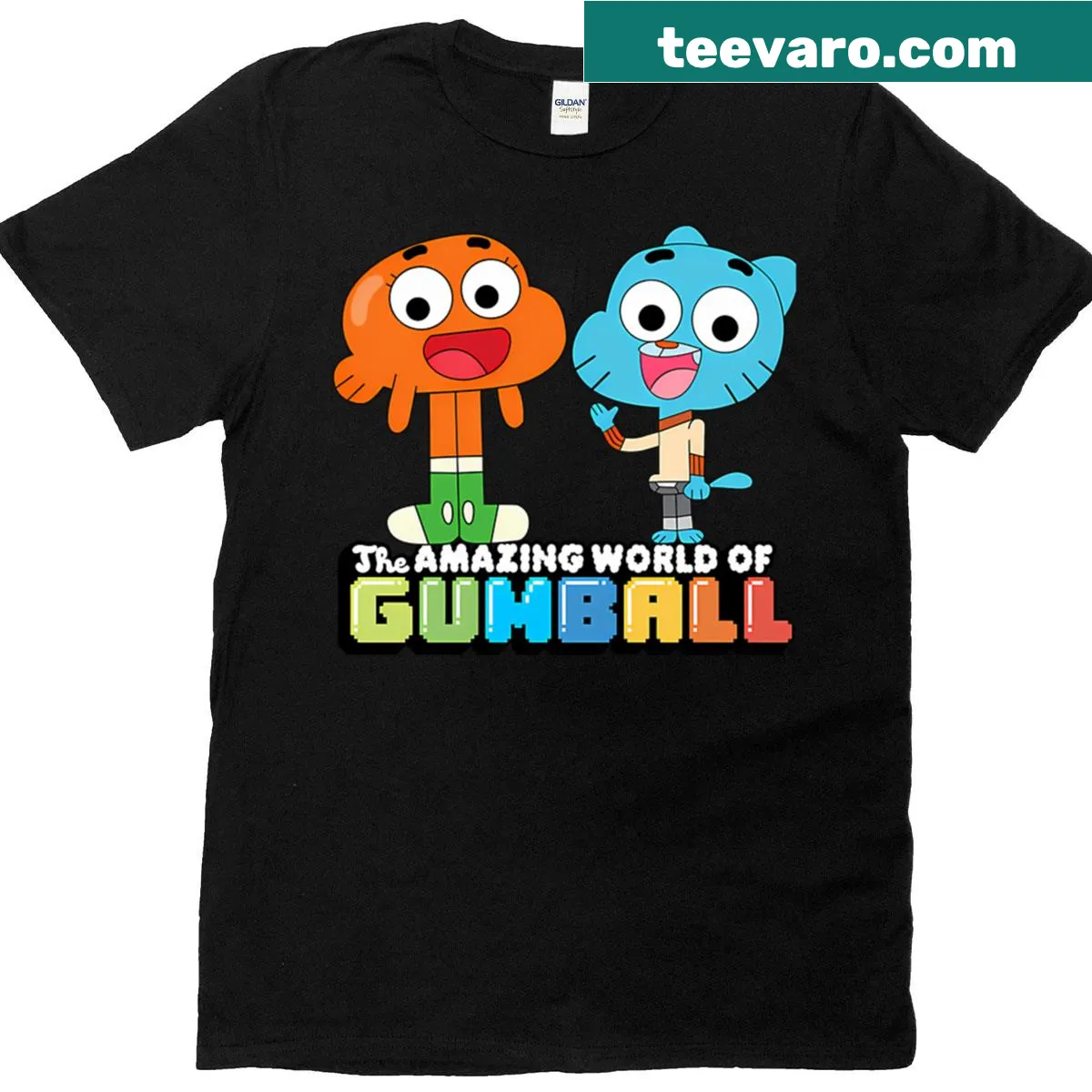 Illustration of Gumball and Darwin greeting on T-shirt — on a men's t-shirt