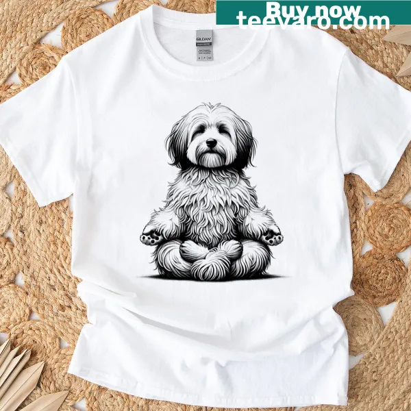 Dog lover T-shirt with Havanese doing yoga surrounded by lotus flowers
