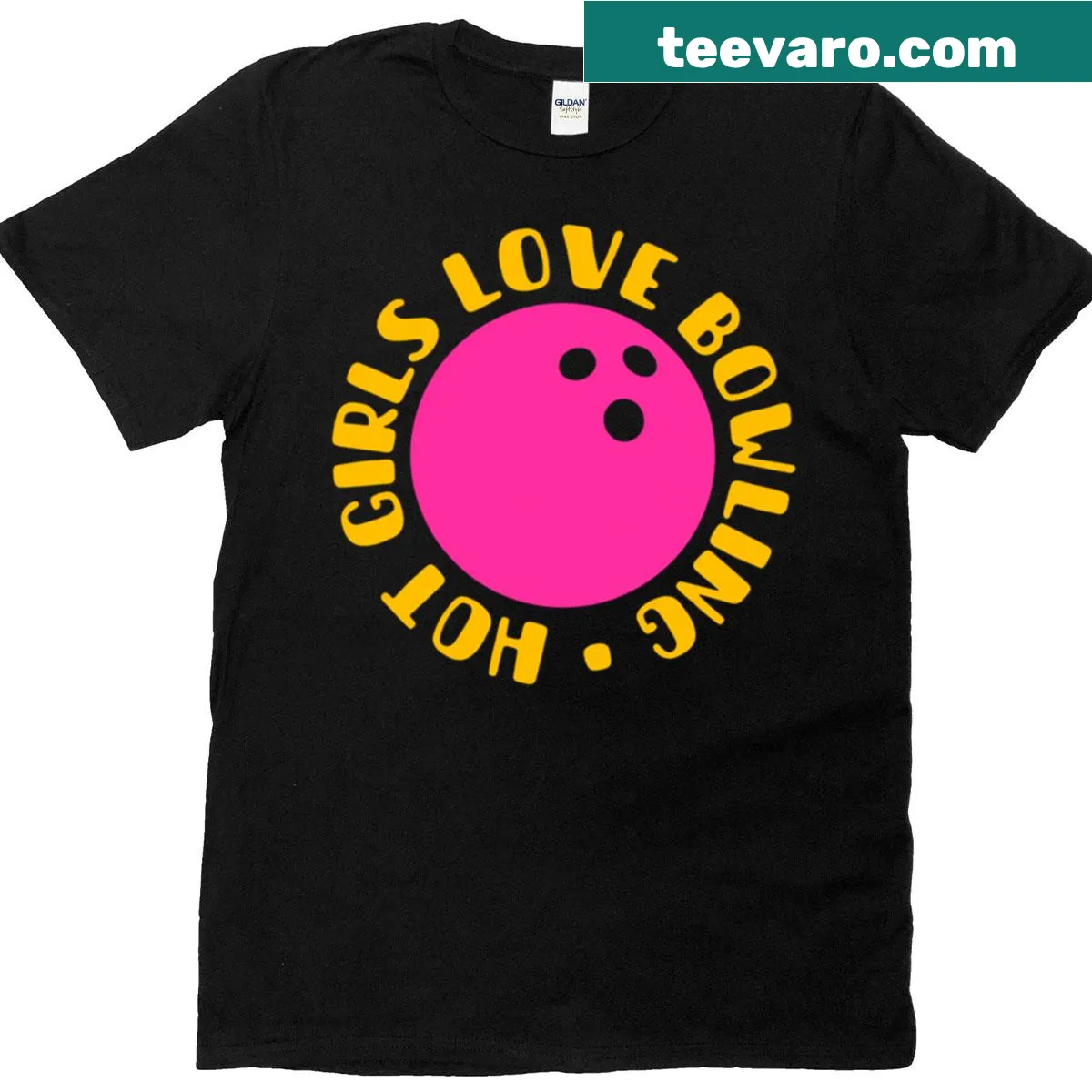 Playful bowling graphic with the text 'Hot Girls Love Bowling' — on a men's t-shirt