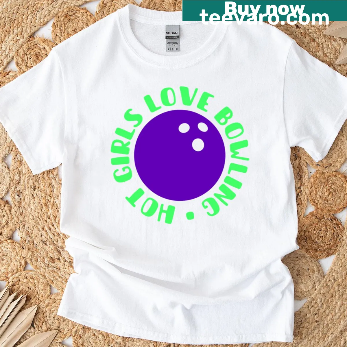 Funny T-shirt with text 'Hot Girls Love Bowling' in a playful design — on a men's t-shirt