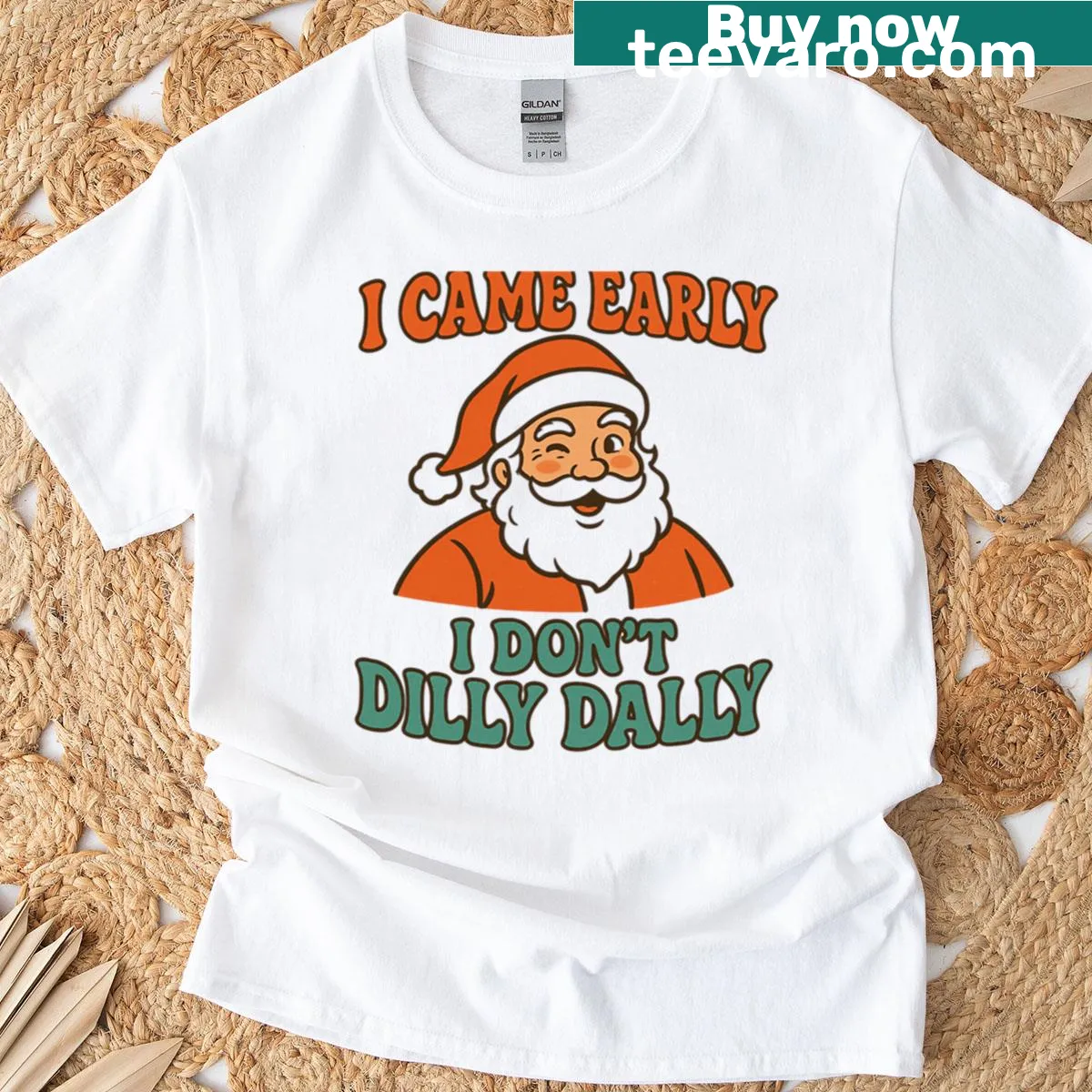 Funny retro Santa holiday humor T-shirt with playful phrase — on a men's t-shirt