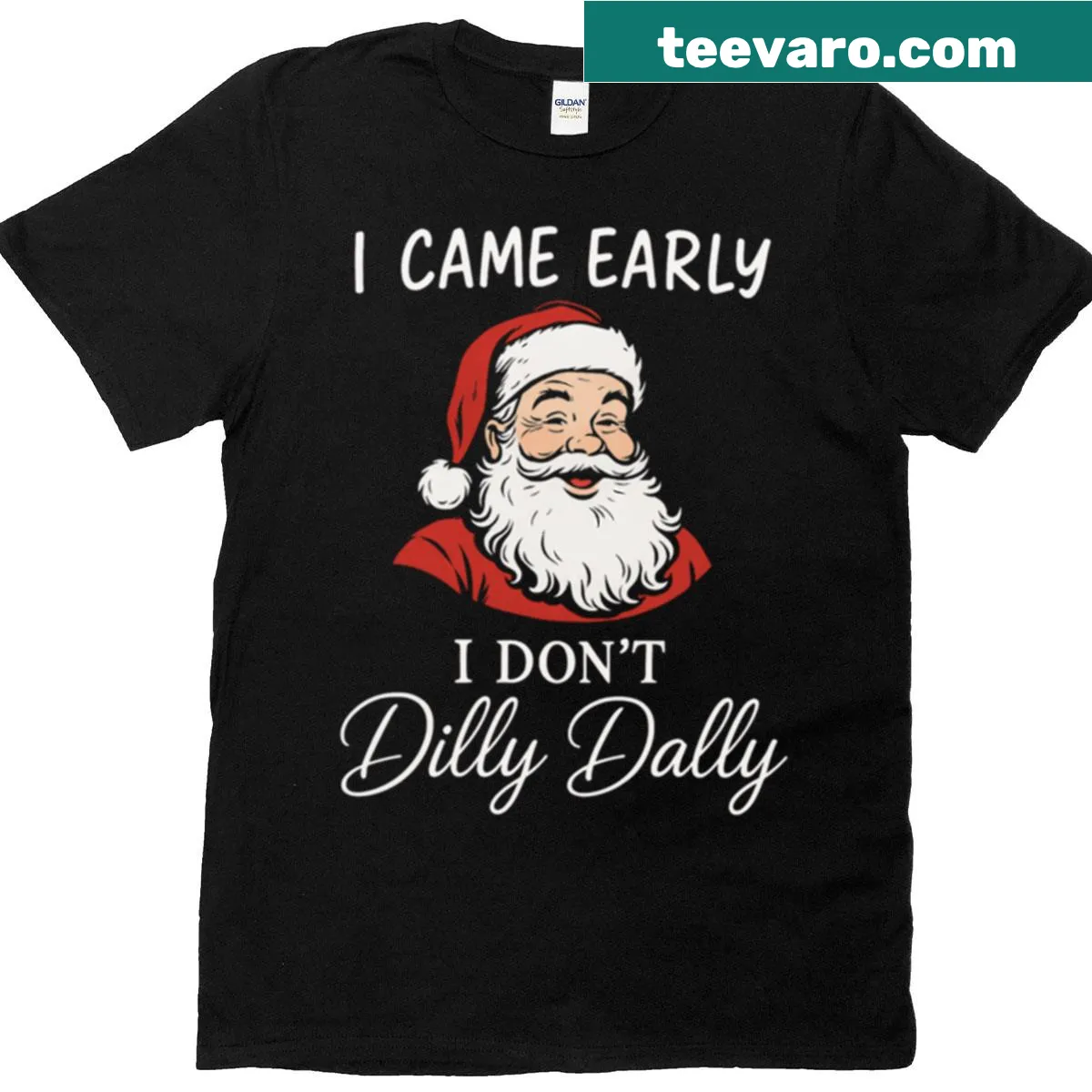Vintage Christmas humor graphic t-shirt with Santa-themed text — on a men's t-shirt
