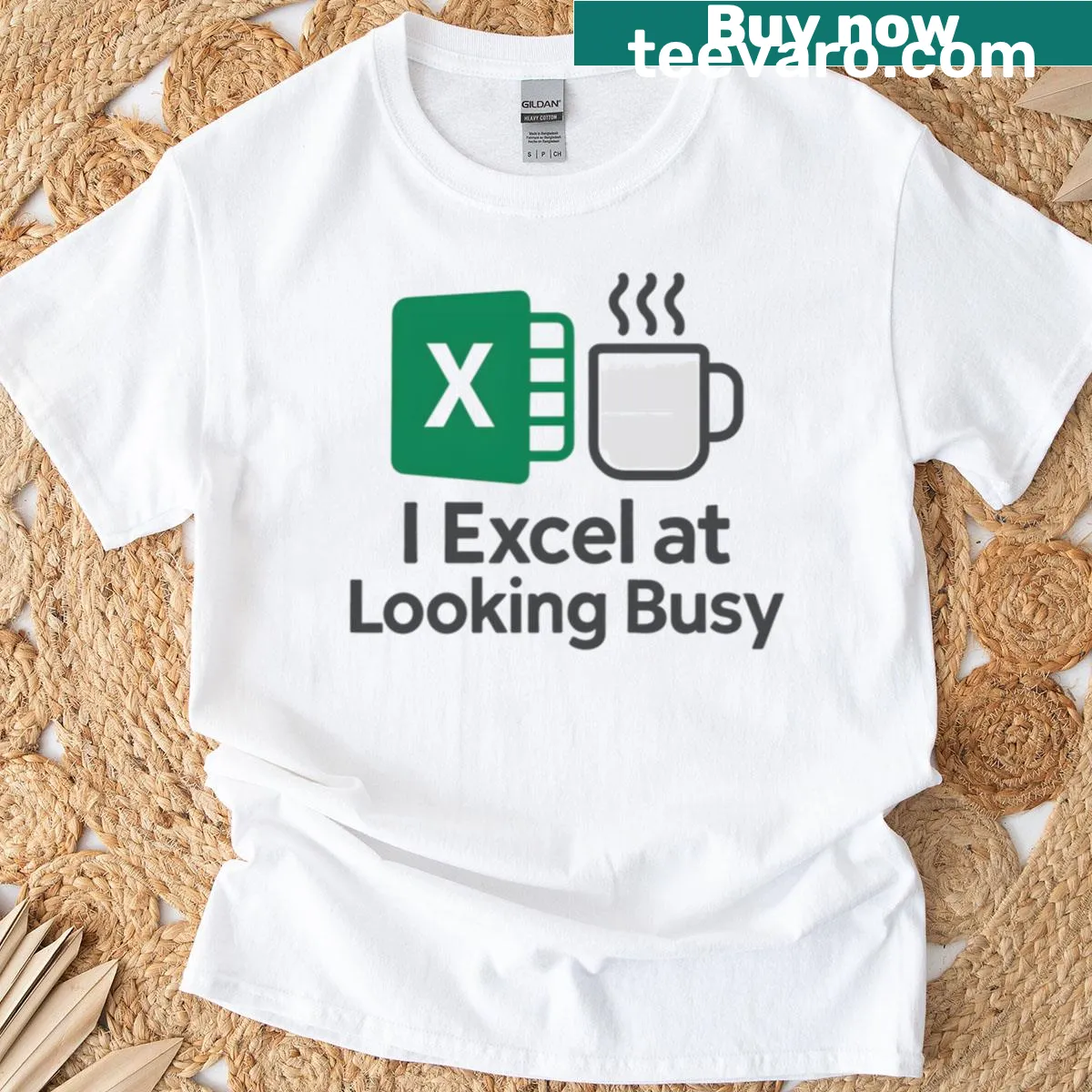 Office humor graphic T-shirt with clever phrase design — on a men's t-shirt