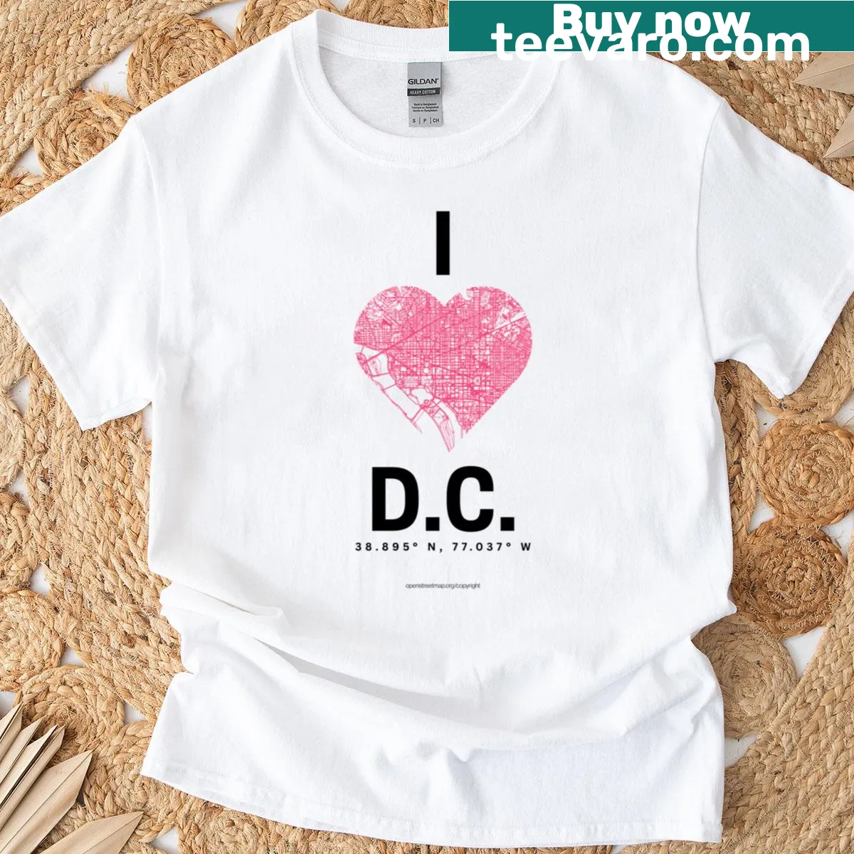 Minimalist map of Washington D.C. on T-shirt — on a men's t-shirt