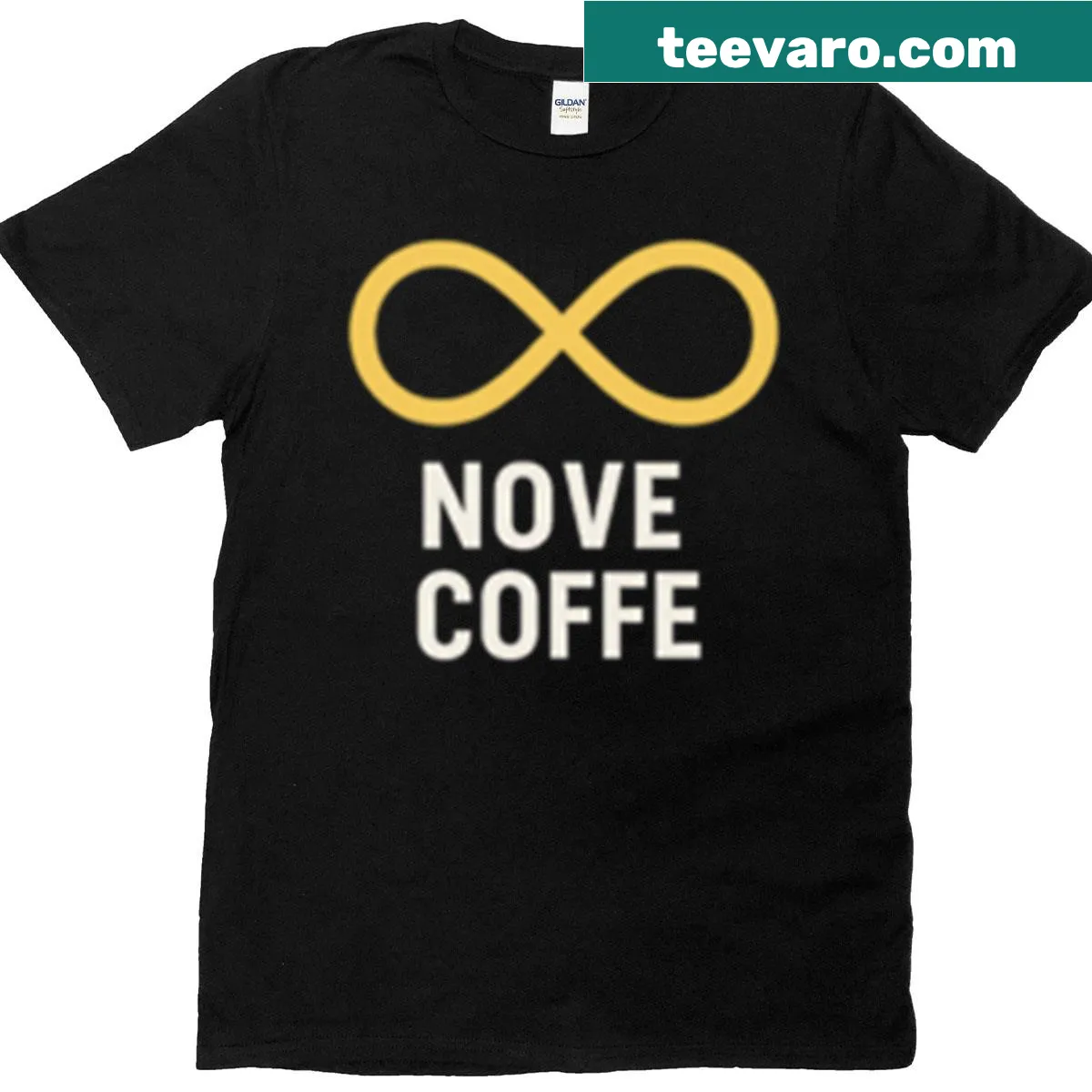 Cosmic luxury logo on a T-shirt featuring galaxy waves — on a men's t-shirt