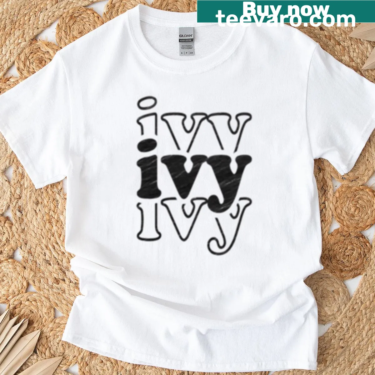 Personalized Ivy name t-shirt with stylish typography — on a men's t-shirt