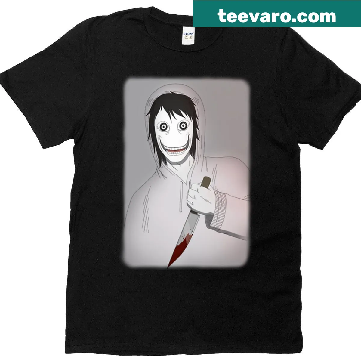 Horror t-shirt featuring Jeff The Killer graphic — on a men's t-shirt