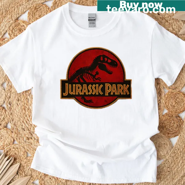 Unique Jurassic logo active t-shirt featuring a dinosaur design