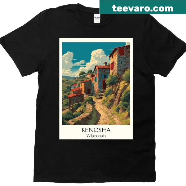 T-shirt featuring the illustration of Kenosha Wisconsin historic village