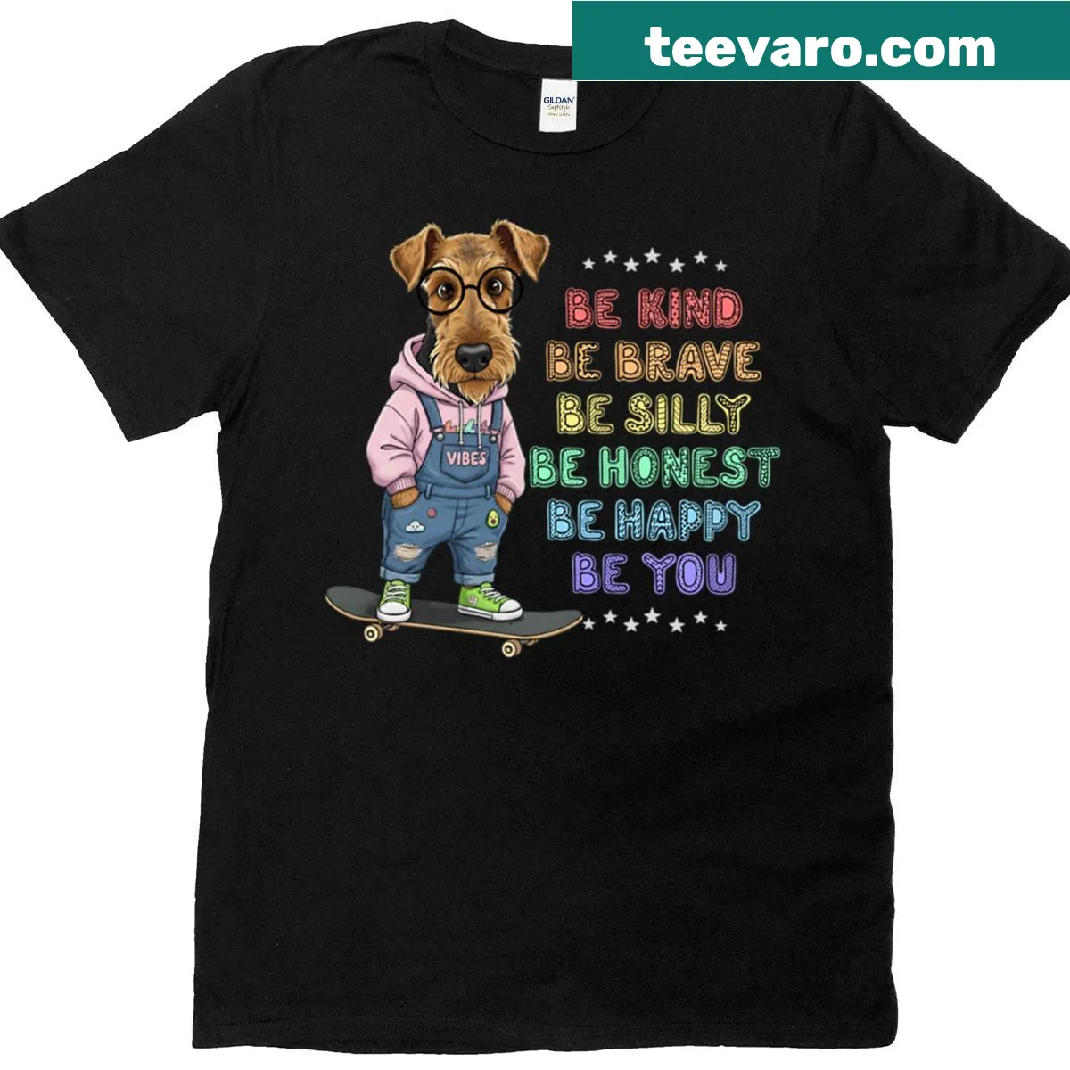 Cute cartoon dog graphic on a T-shirt — on a men's t-shirt