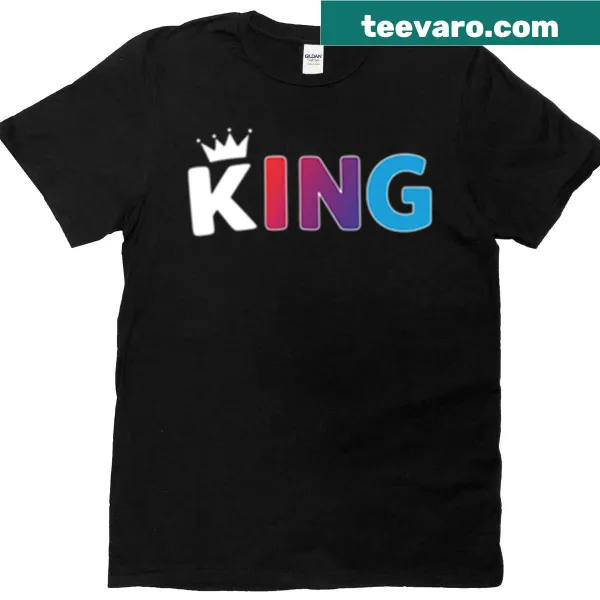 Minimalist typography t-shirt with 'King' and crown design