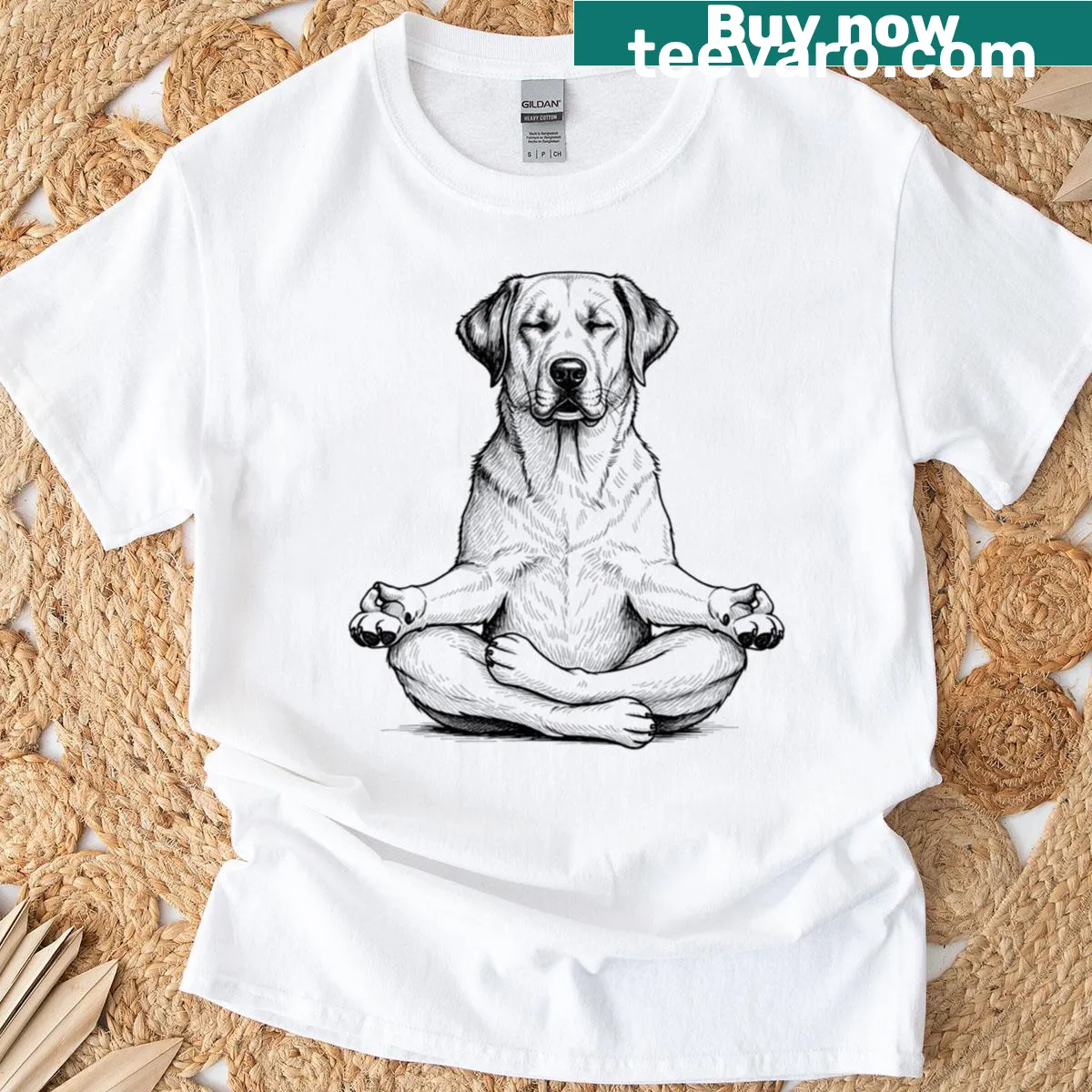 Labrador yoga lotus meditation t-shirt for dog lovers — on a men's t-shirt
