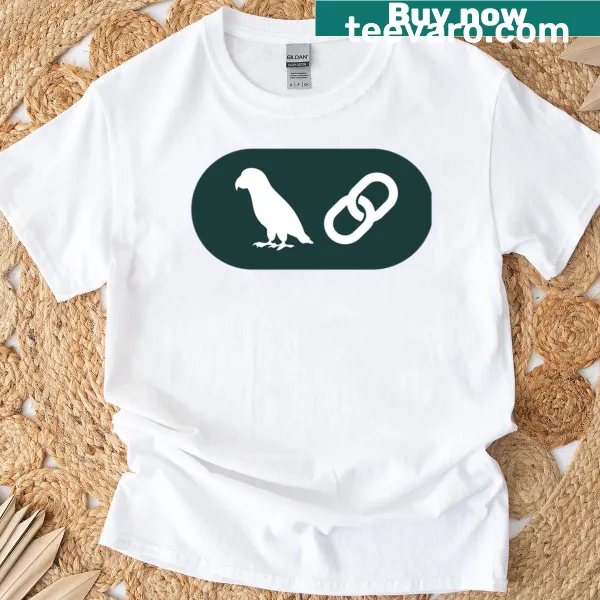 Minimalist Langchain logo t-shirt with a badge-style graphic on the chest