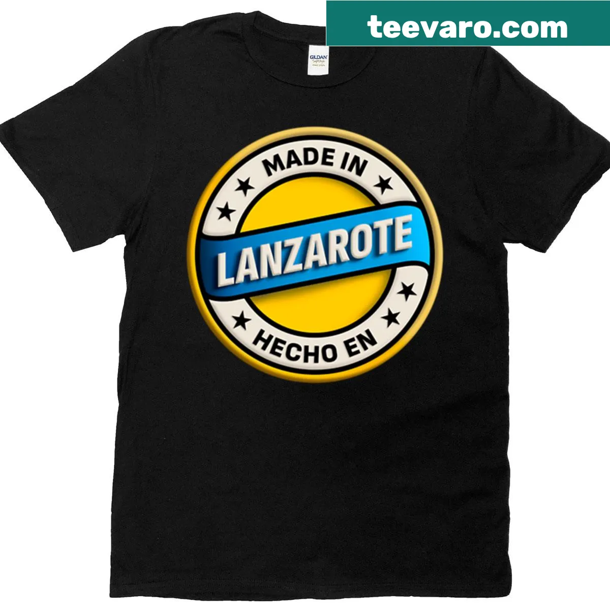 Illustrated t-shirt inspired by Lanzarote's unique landscapes — on a men's t-shirt