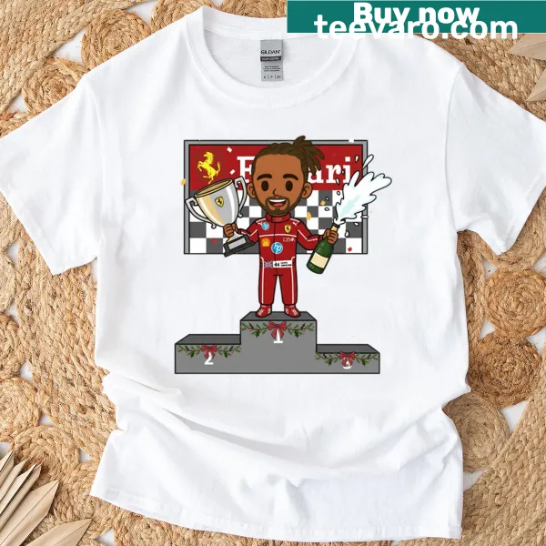 Oversized T-shirt with Lewis Hamilton Christmas racing theme