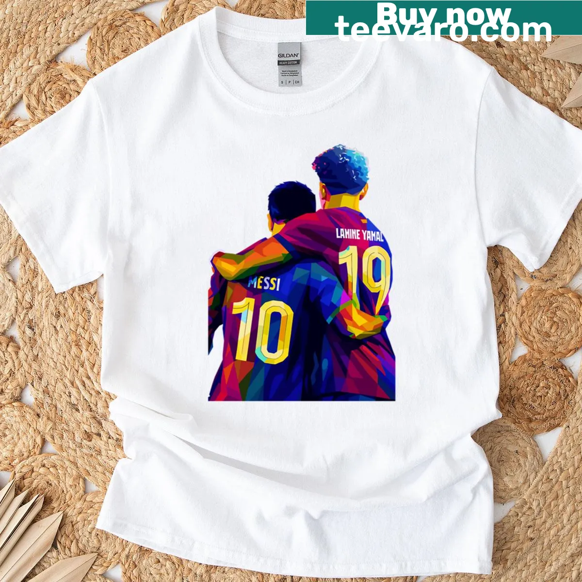 Lionel Messi and foster child WPAP art t-shirt — on a men's t-shirt
