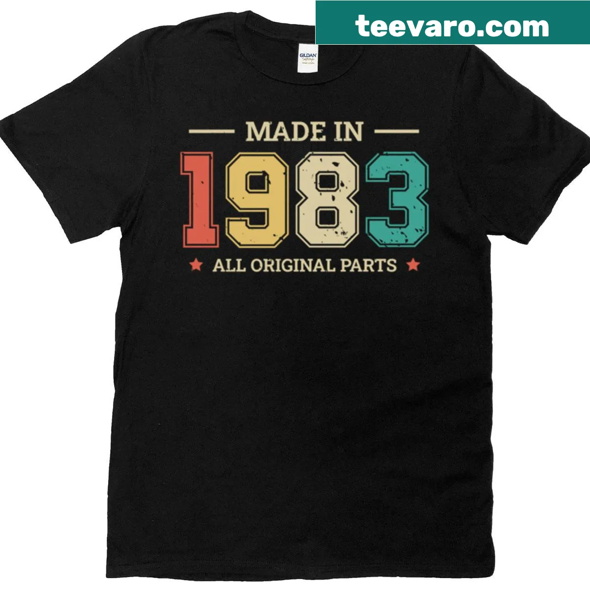 Vintage 1983 birthday design with humorous text — on a men's t-shirt