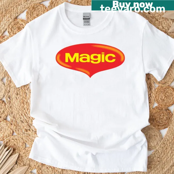 Humorous parody of the Magic Maggi logo on a T-shirt