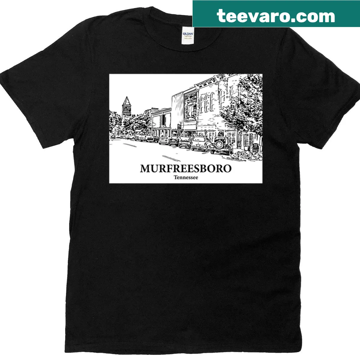 Illustration of Murfreesboro, Tennessee on T-shirt — on a men's t-shirt