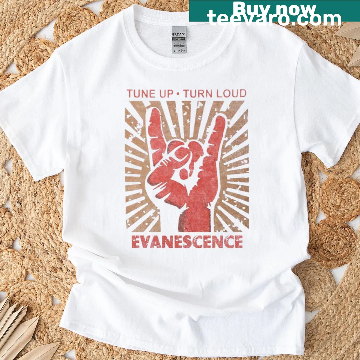 Stylized Evanescence t-shirt featuring a unique graphic inspired by the band — on a men's t-shirt