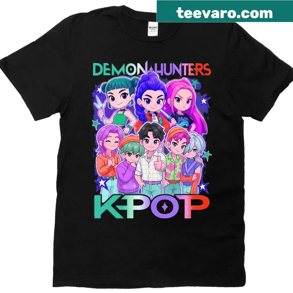 Kpop Huntrix Demon Hunters graphic on a T-shirt
