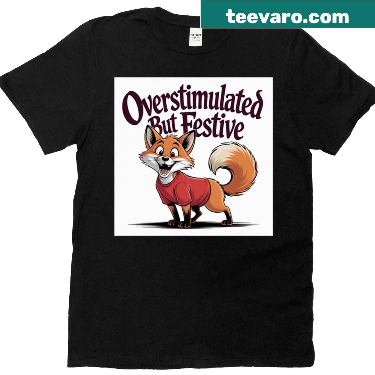 Funny Christmas T-shirt with festive cartoon animals — on a men's t-shirt